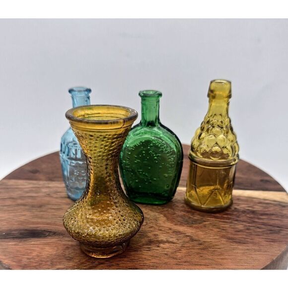 Vintage Wheaton Bitters Miniature Bottles (3) & (1) Mini Vase Taiwan - Picture 1 of 15